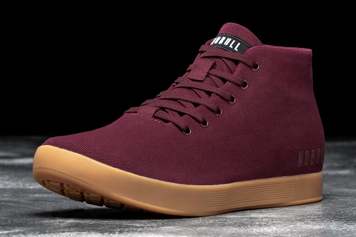 Nobull Canvas Mid Men's Trainers Dark Red | Australia (EN4139)